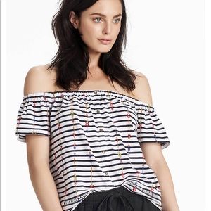 Lucky Brand Stripe & Pattern Off Shoulder Top